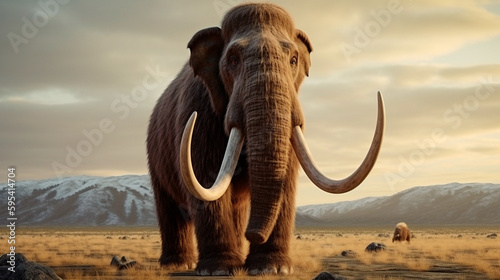 Woolly Mammoth, an enormous mammal, extinct animal. Generative AI