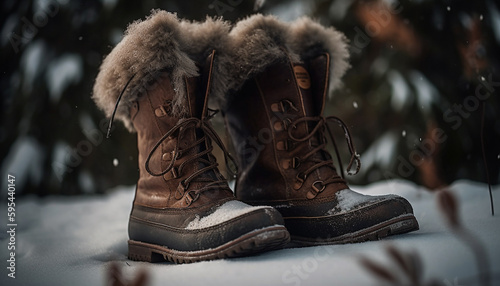 Walking in the snow with leather boots generative AI