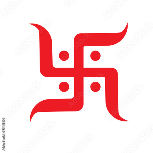 Swastik red Indian spiritual symbol. Hinduism Swastik Illustration. Symbol and words of blessings