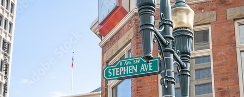 Stephen Avenue Street Sign in downtown Calgary Alberta