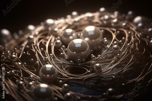 Fractal pearl jewelry background with Julian pattern - abstract art. Generative AI