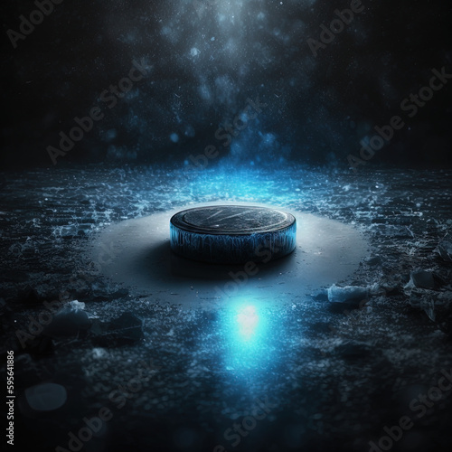 Icehockey puck at night