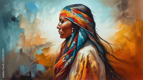 a painting of a native american woman, generative AI