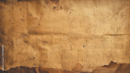 Old paper parchment weathered grunge aged papirus texture. Generative AI.