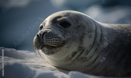 photo of crabeater seal in its natural habitat. Generative AI