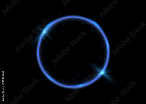 Abstract luxury golden ring. Vector light circles and spark light effect.