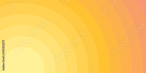 Geometric sunshine background. Part of the tunnel made of circles. Gradient from yellow to orange. Abstract Summer wallpaper.