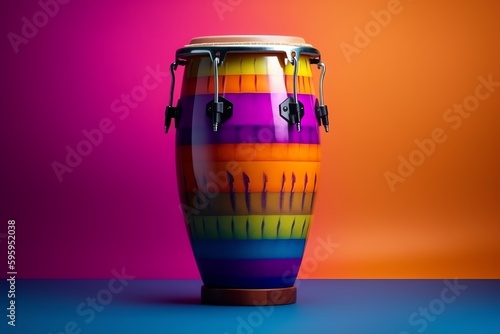 Colored background conga drum instrument. Generative AI