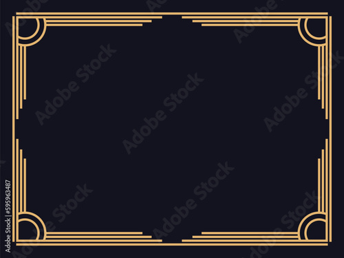 Art deco frame. Vintage linear border. Design a template for invitations, leaflets and greeting cards. The style of the 1920s - 1930s. Vector illustration