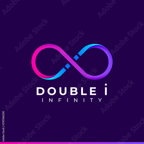 Letter i Infinity Logo design and Blue Purple Gradient Colorful symbol for Business Company Branding and Corporate Identity