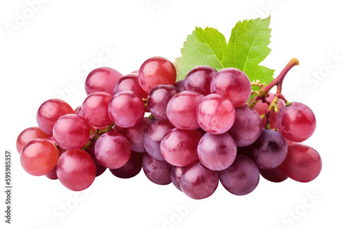 red grapes bunch isolated on white background. Generative AI