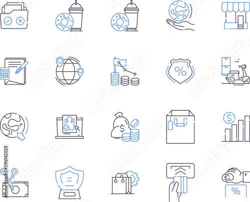 Flash sales line icons collection. Discount, Limited, Sale, Deal, Bargain, Promo, Exclusive vector and linear illustration. Quick,Flash,Time-sensitive outline signs set