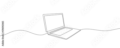 drawing of laptop in one line style isolated 