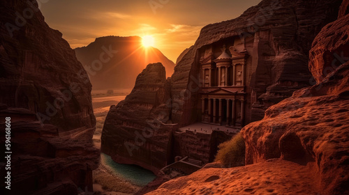 Petra. Jordan. Breathtaking travel destination place. Generative AI