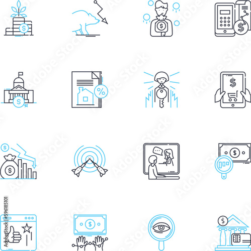 Excise tax linear icons set. Excise, Tax, Consumption, Revenue, Indirect, Duty, Impost line vector and concept signs. Import,Manufacture,Alcohol outline illustrations