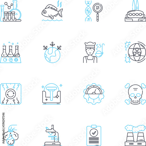 Chemical transformation linear icons set. Reactivity, Conversion, Reaction, Metabolism, Conversion, Catalysis, Synthesis line vector and concept signs. Decomposition,Activation,Dehydration outline