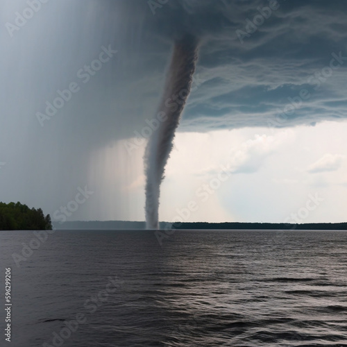 massive waterspout in the sea, ai generated