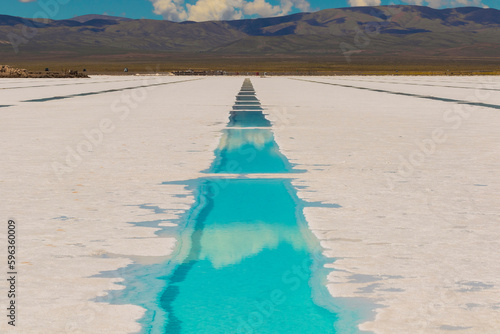 Pools for the extraction of lithium in Salinas Grandes, Jujuy, Argentina