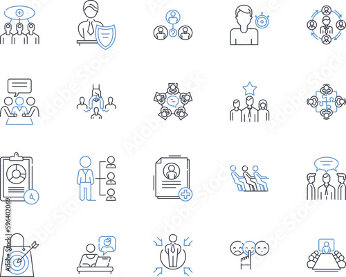 Command center line icons collection. Control, Hub, Command, Central, Operations, Monitor, Management vector and linear illustration. Oversight,Interface,Coordination outline signs set Generative AI