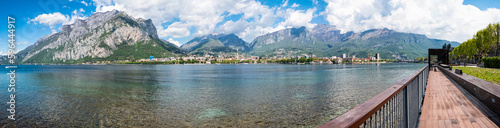 Landscape of Lecco town from Malgrate lakeside