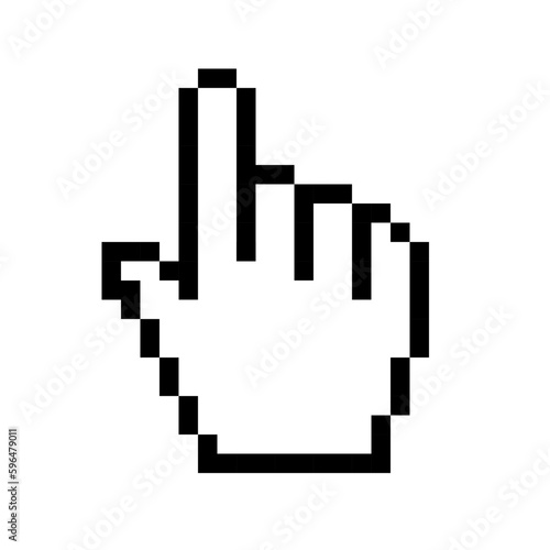 Pixel hand pointer mouse cursor icon. Clipart image isolated on white background