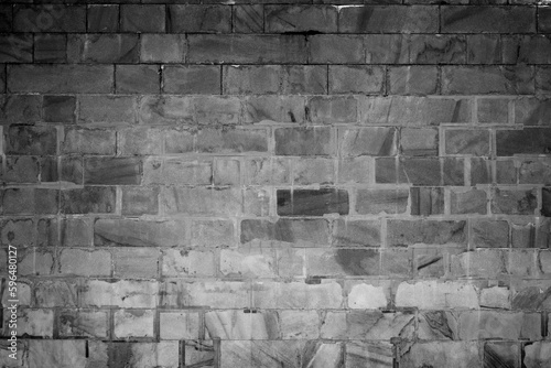 Marble block stone wall texture background or overlay from ancient monument. Black and white. Alpha transparency png 