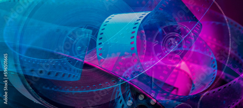 film production filming background banner with film strip