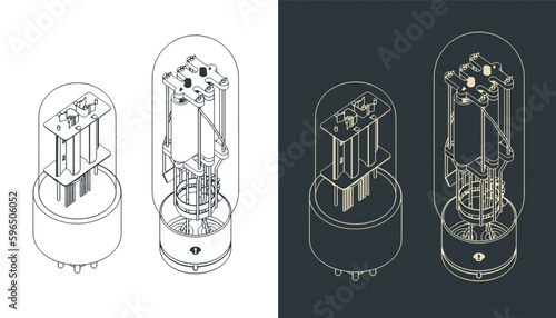 Vacuum tubes isometric blueprints
