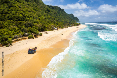 Aerial view of Nunggalan beach in Bali, Indonesia