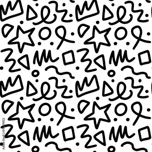 90s seamless pattern squiggle random