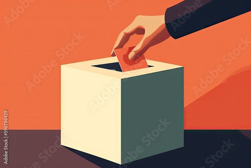 A hand putting paper ballot in the election box