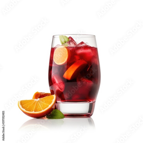 Sangria cocktail Isolated on White. Generative AI