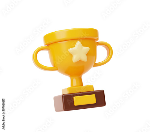 Trophy cup winner success champion icon sign or symbol 3d illustration