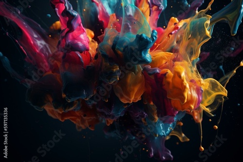 Colorful abstract paint with sharp edges. Artistic wallpaper background. Generative AI