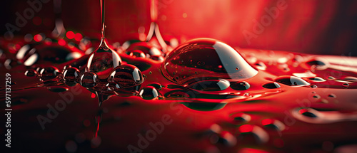 red viscous liquid. Generative AI image.