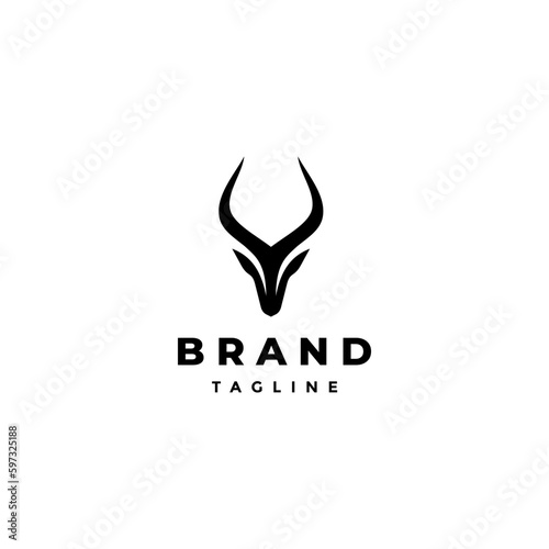 Strong Antelope Head Logo Design. Simple Bold Antelope Head Logo Design.