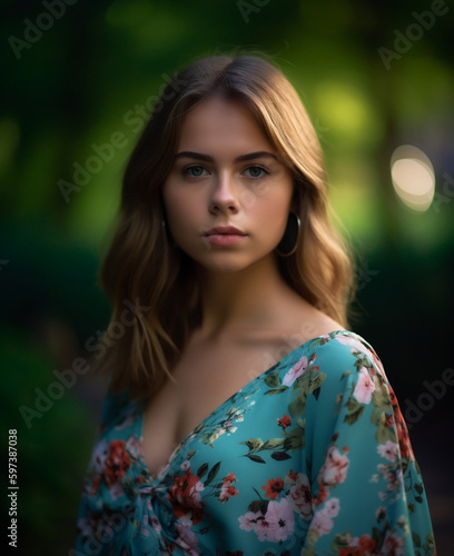 Attractive young woman in park - AI Portrait Photography