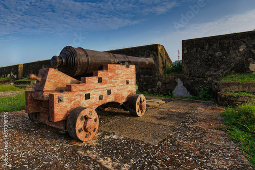 Ancient Dutch canon used for fort protection in galle fort Sri Lanka. Antique gun