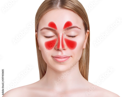 Face with inflammation of mucous membrane of paranasal sinuses.