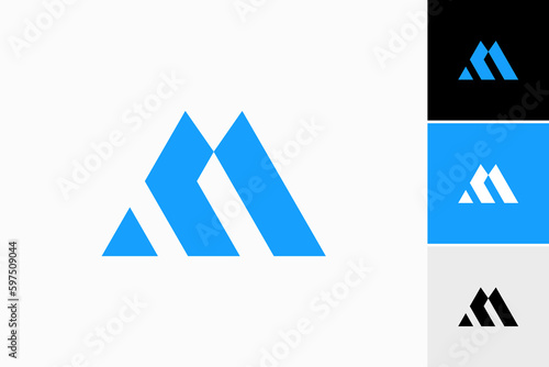 letter m with mountain logo vector premium design