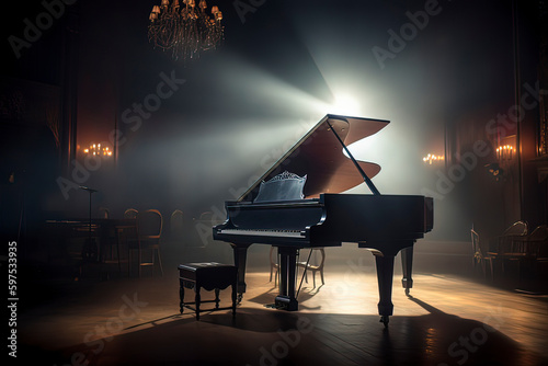 The piano at the concert. AI technology generated image