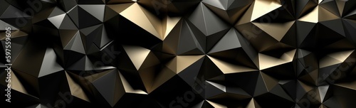 Polygonal Geometric Closeup Background in Gold - Abstract Art - Generative AI