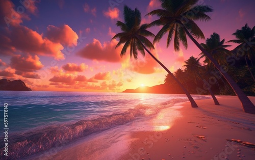 Tropical beach scene. Generate Ai