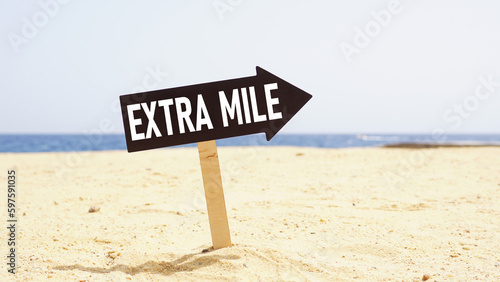 Go the extra mile is shown using the text on the road sign