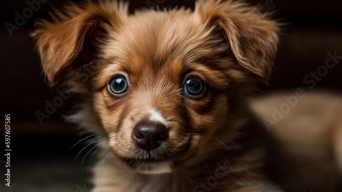 Cute puppy with sad eyes close-up