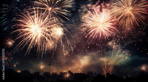the fourth of July, Fireworks, Family, Celebration, America, Generative AI