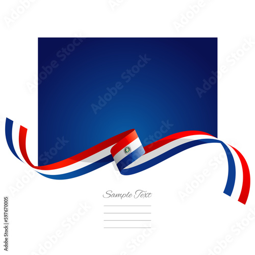 Paraguay flag vector. World flags and ribbons. Paraguayan flag ribbon on abstract color background