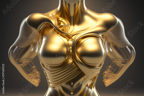 Złote popiersie - nagroda, rzeźba,sztuka 3d - Golden bust - award, sculpture,3d art - Generative