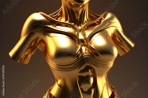 Złota rzeźba - kobiecy tors, 3d, nagroda, izolowany - Gold sculpture - female torso, 3d, award, isolated - Generative