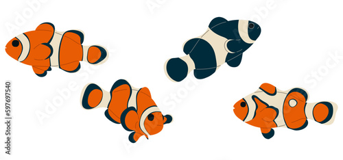 Anemonefish 1 cute on white background, vector illustration. 